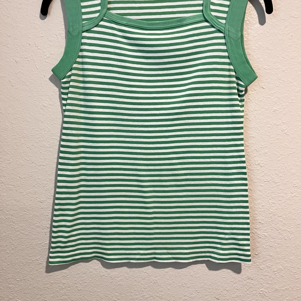 Vintage 70's/80's Retro T-Shirt Medium Green White Striped Muscle Tee Fits Small - Picture 5 of 10